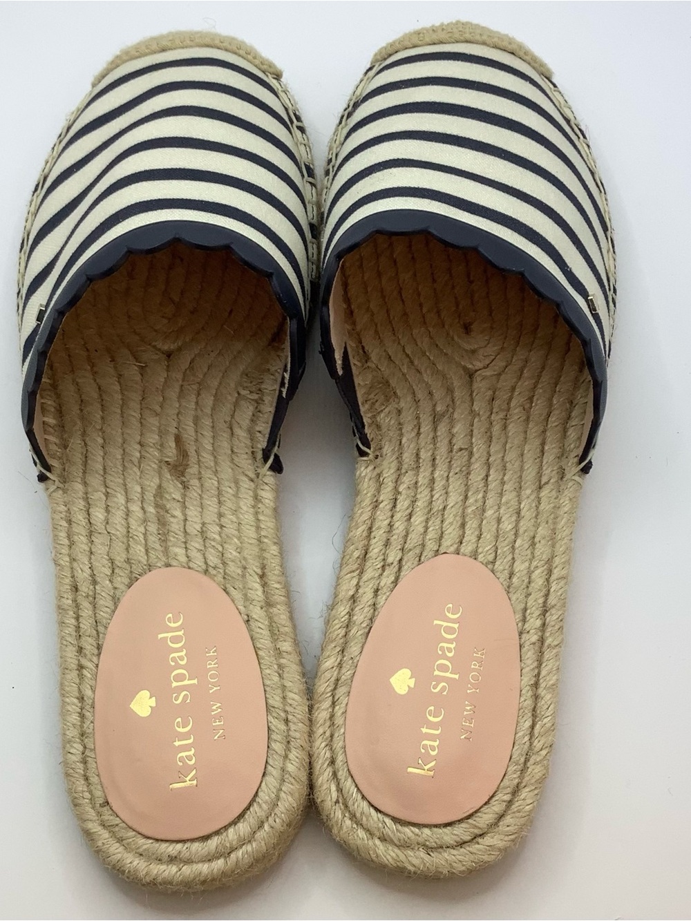 Kate Spade Navy & Cream Striped Rosie Espadrille Slip-On Patriotic Flat - Picture 2 of 3